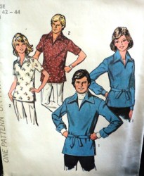 6436 Simplicity 1974 PULLOVER SS-LS  TOP, BELT PATTERN MR 42-44 OR MS 12, 16 CHOICE